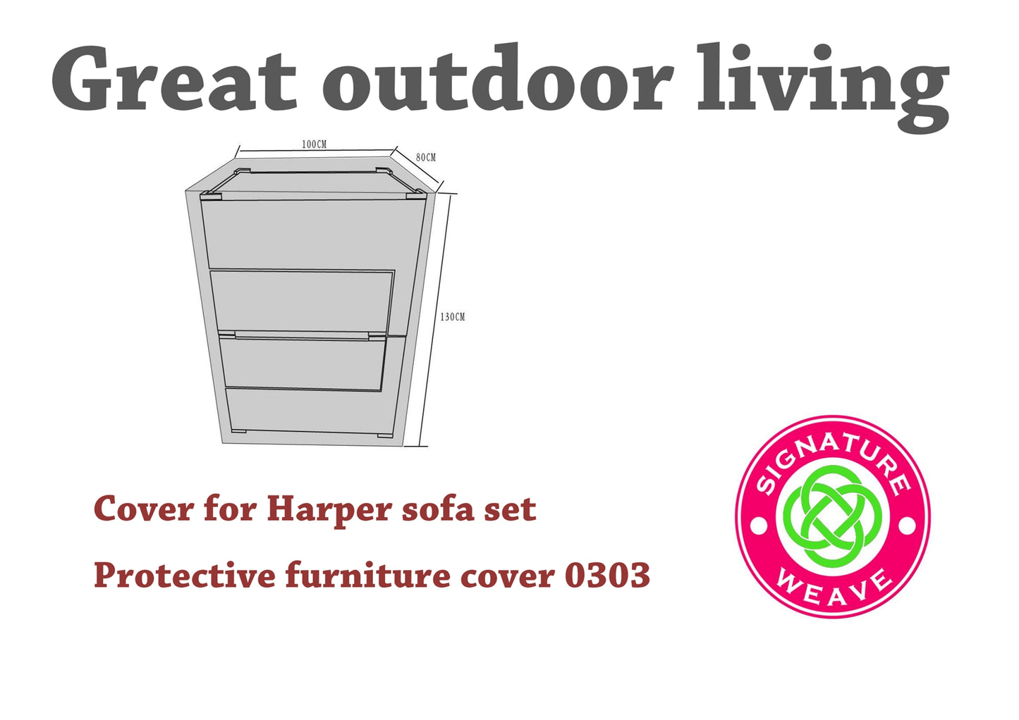 Rattan Protective Cover for Harper Sofa Set 130 x 100cm | Cove0303