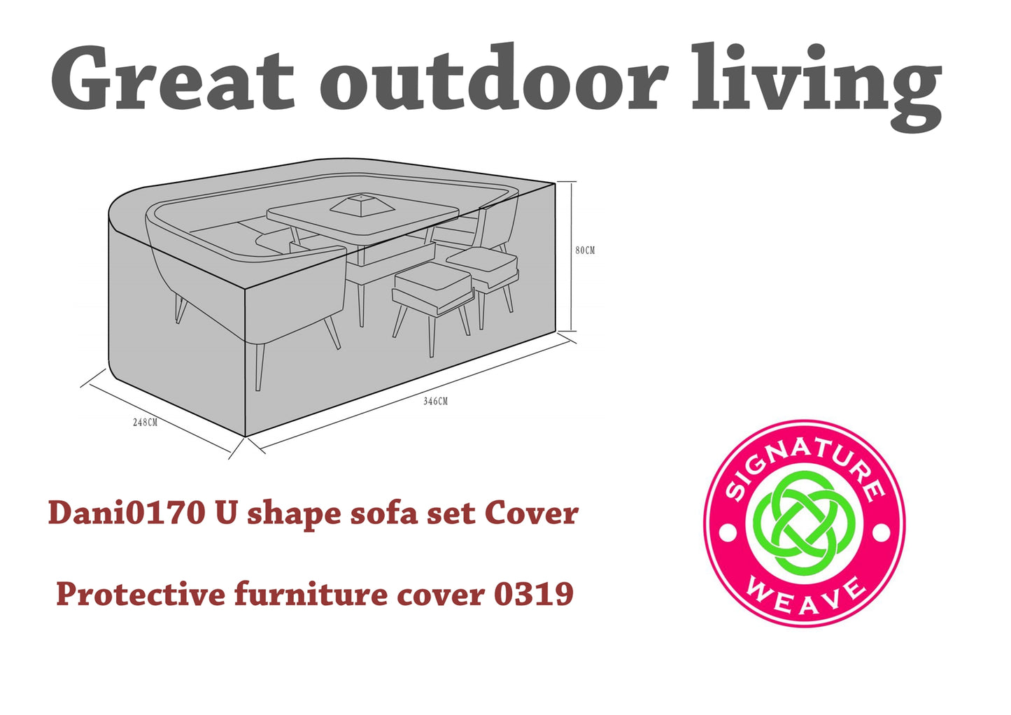 Rattan Protective Cover for Dani U Corner Set 346 x 248cm | Cove0319