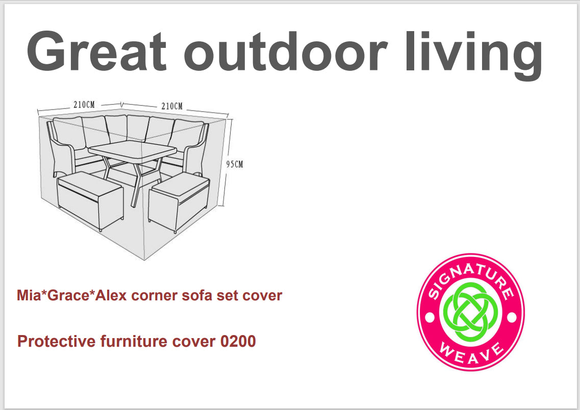 Rattan Protective Cover to fit Small Corner 210 x 210 x 95cm | Cove0200