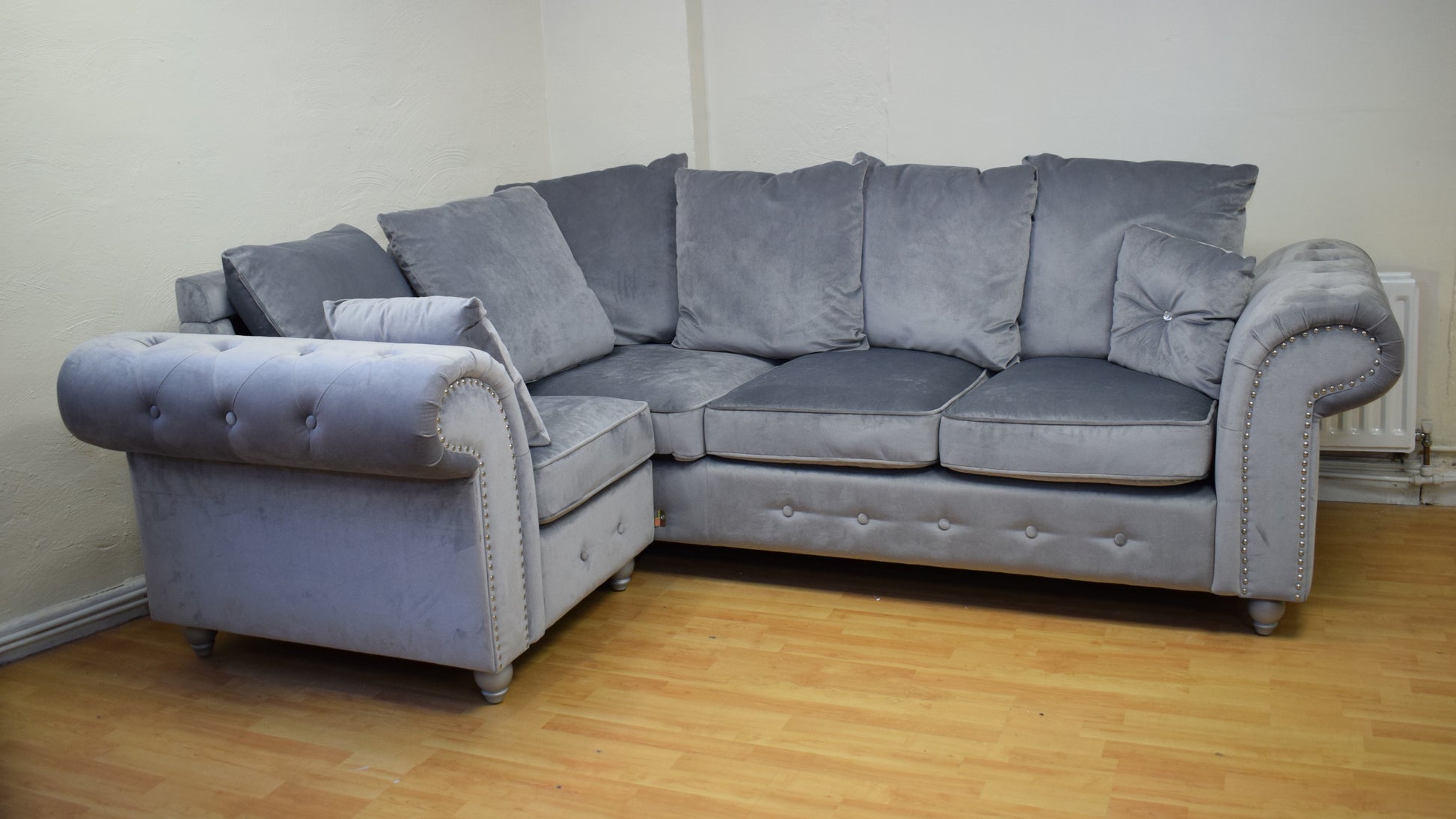 Buckingham Ex-Display Fabric Grey Corner Sofa | SE078 - Homeflair