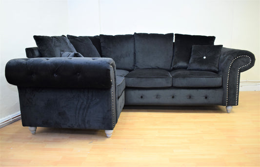 Buckingham Ex-Display Fabric Black Corner Sofa | SE073 - Homeflair