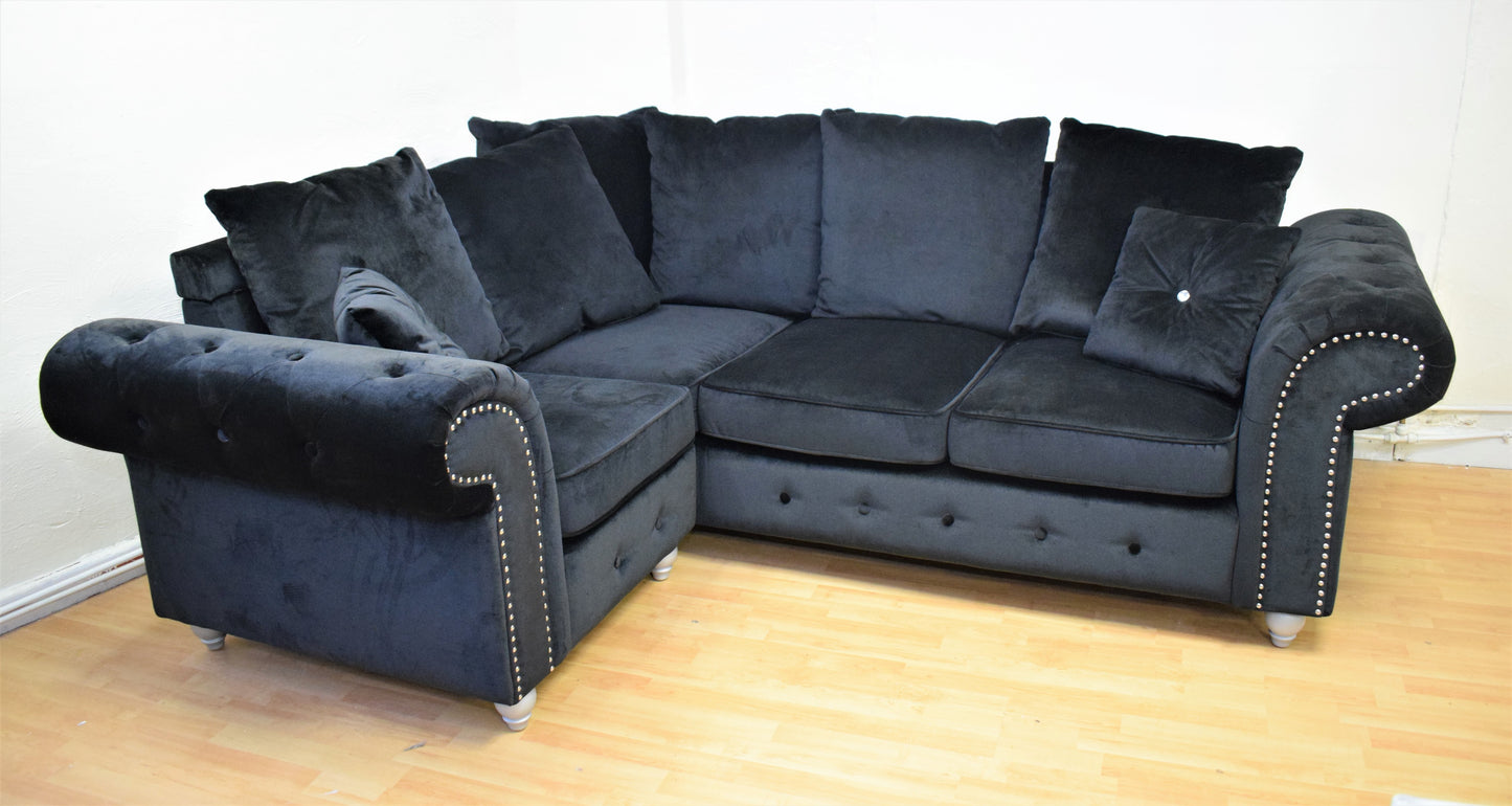 Buckingham Ex-Display Fabric Black Corner Sofa | SE073 - Homeflair