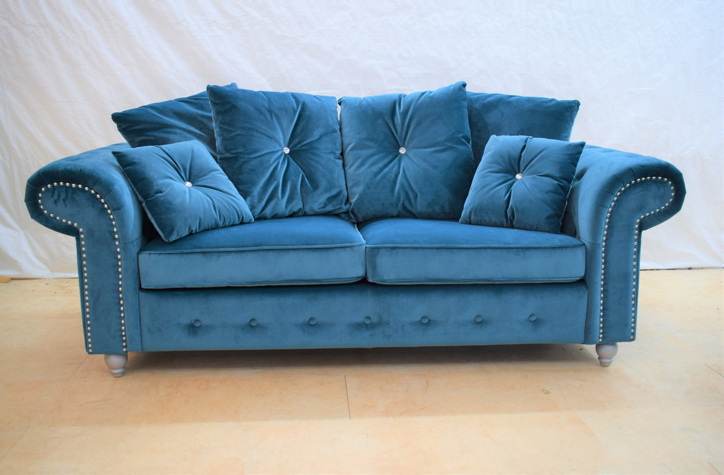 Buckingham Ex-Display Fabric Blue 3 + 2 Seater Sofas | SE077 - Homeflair