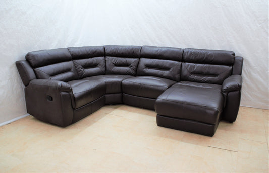 Chocolate Leather Ex-Display Corner Lounger Sofa | EX070 - Homeflair