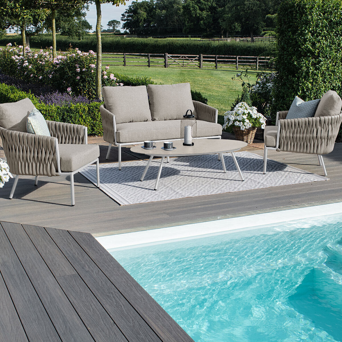 Homeflair - Marina 3 Seat Rope Weave Sofa Set
