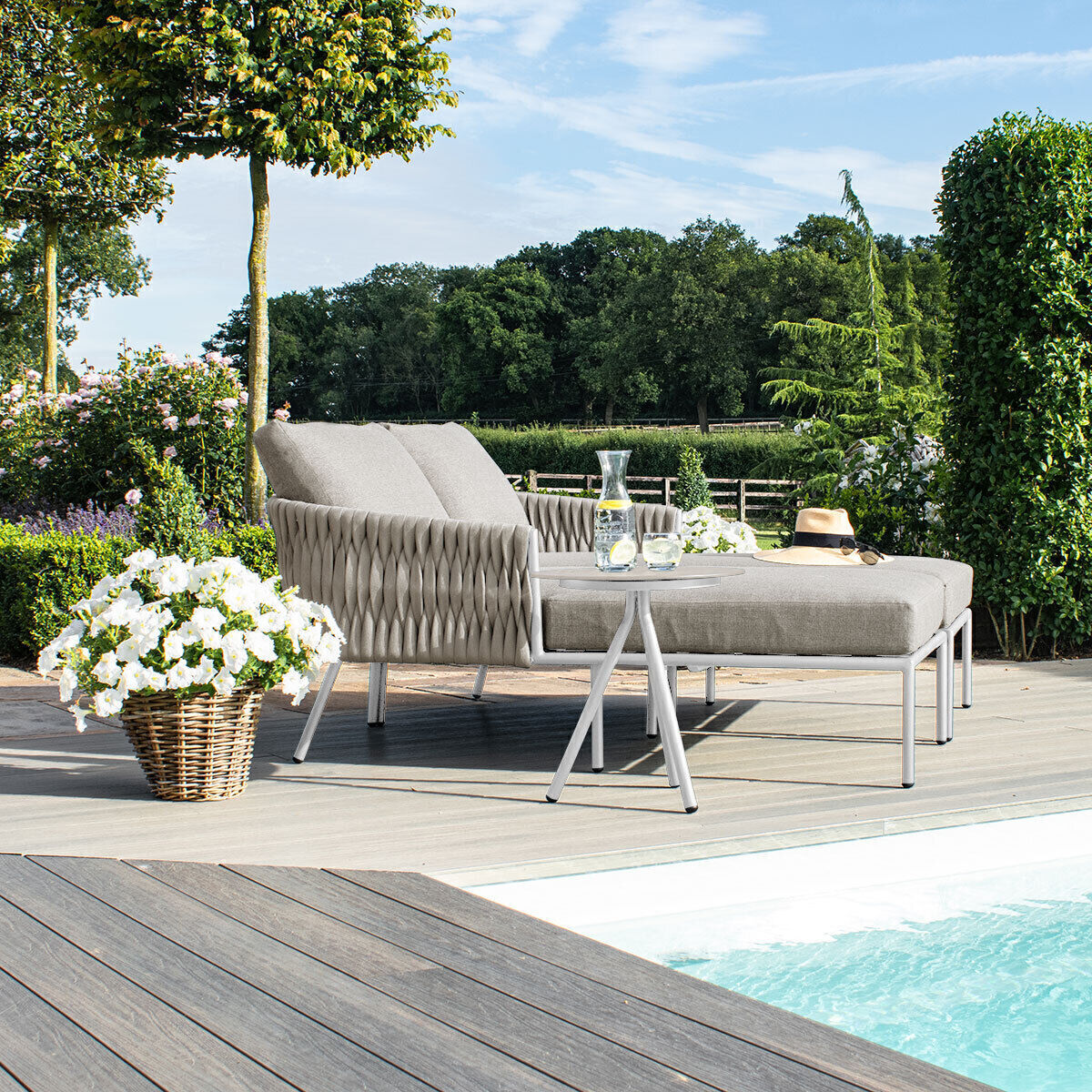 Homeflair - Marina Rope Weave Double Sunlounger Set