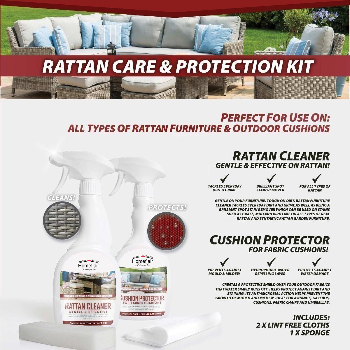 Homeflair -Rattan Garden Furniture Cleaning & Protector Kit