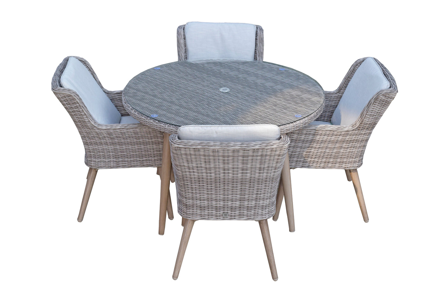 Rattan Round Dining Table in Grey + 4 Chairs Set | Danielle | Dani0164