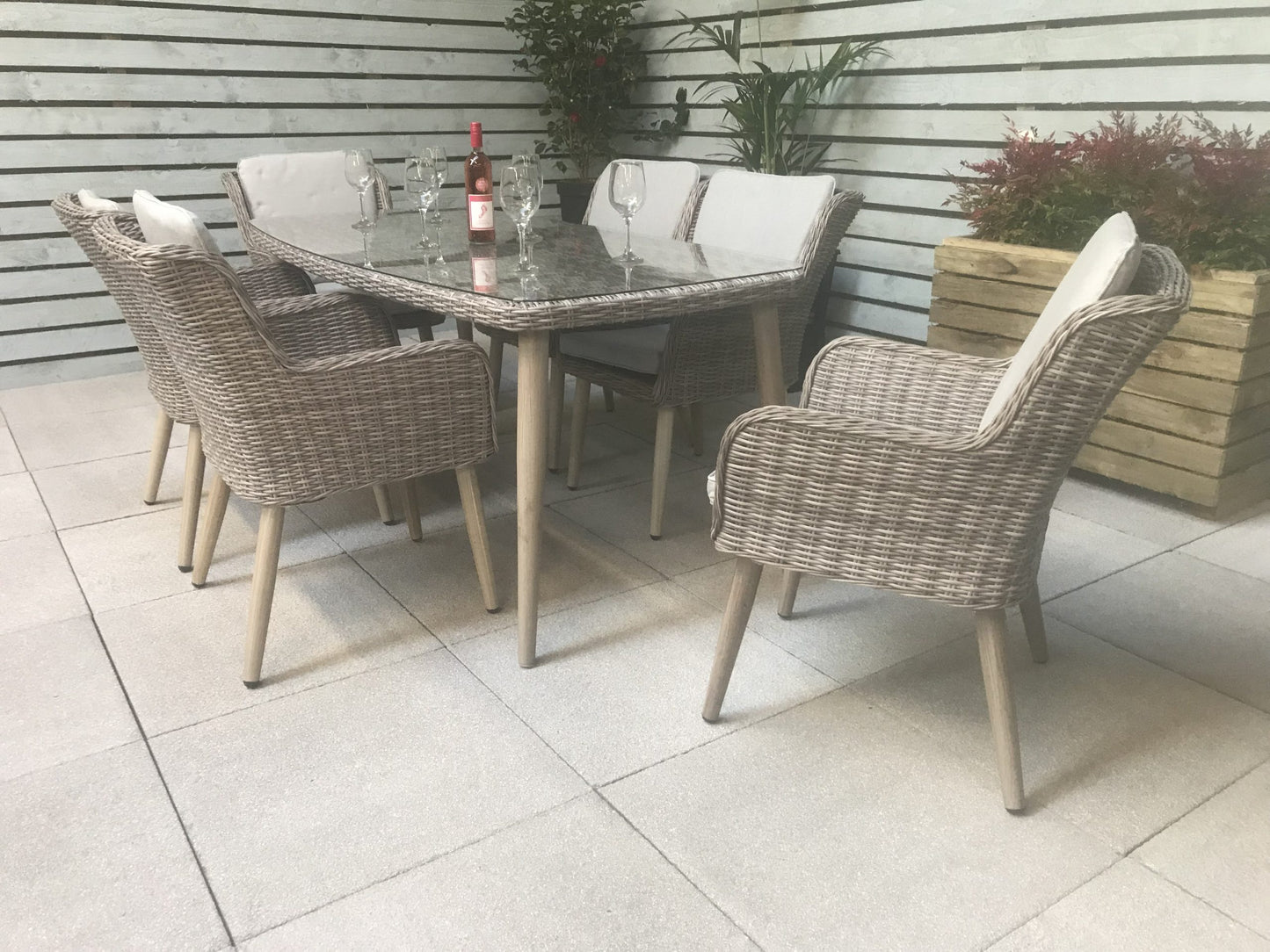 Rattan Rectangular Dining Table + 6 Chairs Set | Danielle | Dani0189
