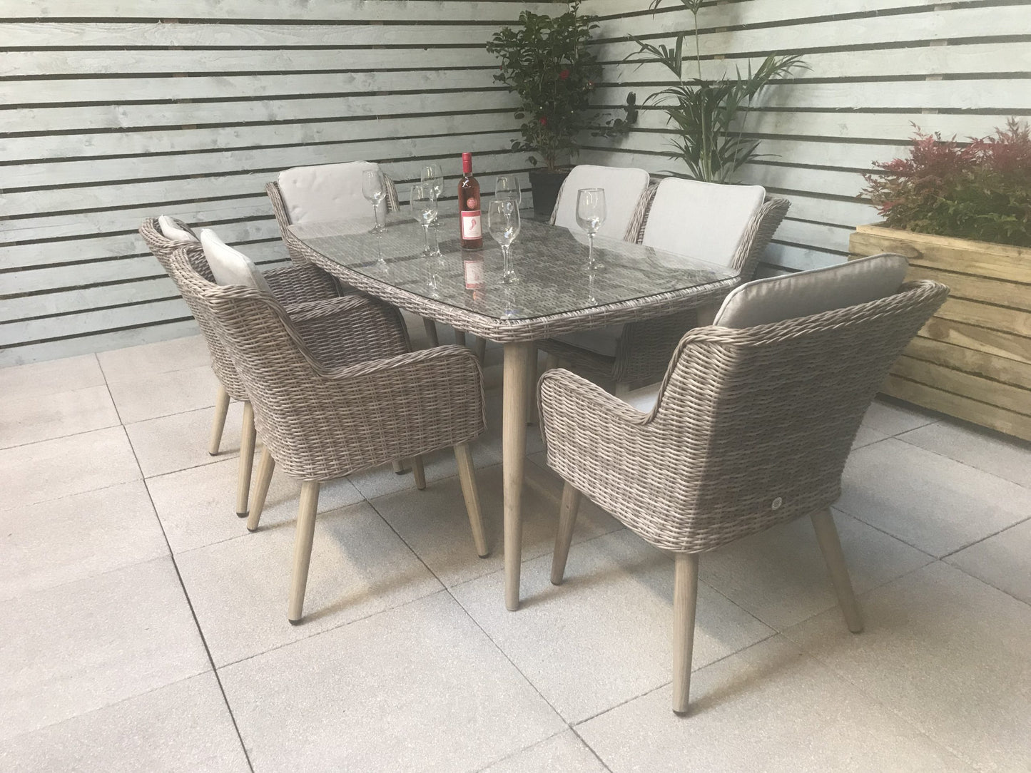 Rattan Rectangular Dining Table + 6 Chairs Set | Danielle | Dani0189