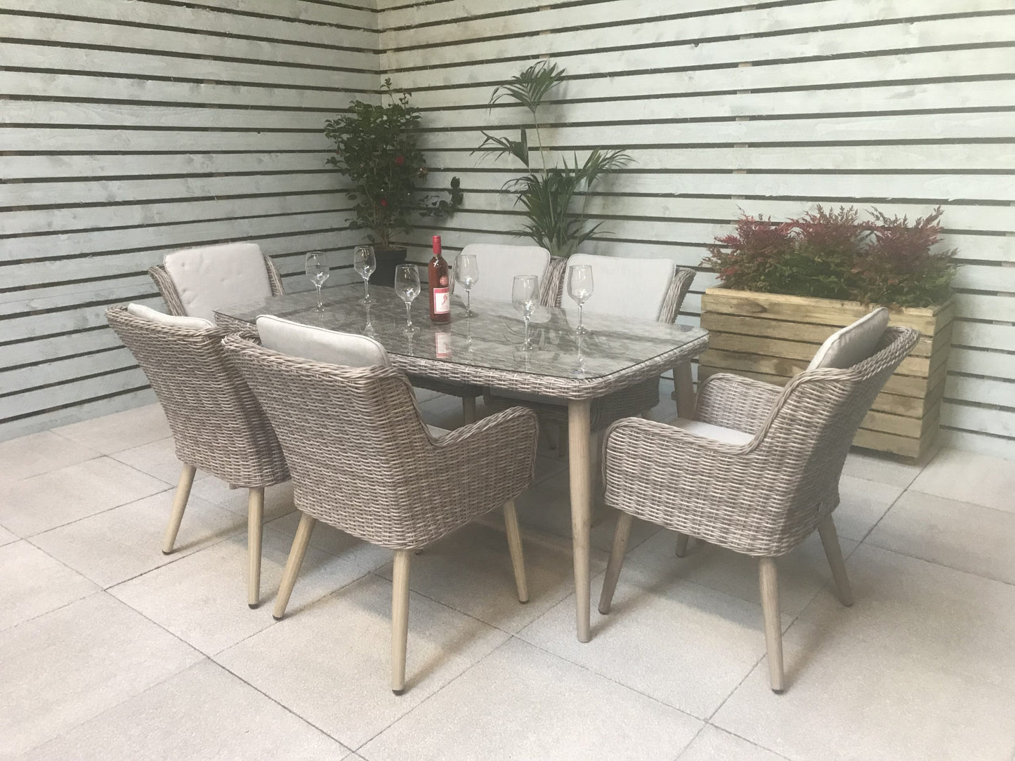 Rattan Rectangular Dining Table + 6 Chairs Set | Danielle | Dani0189