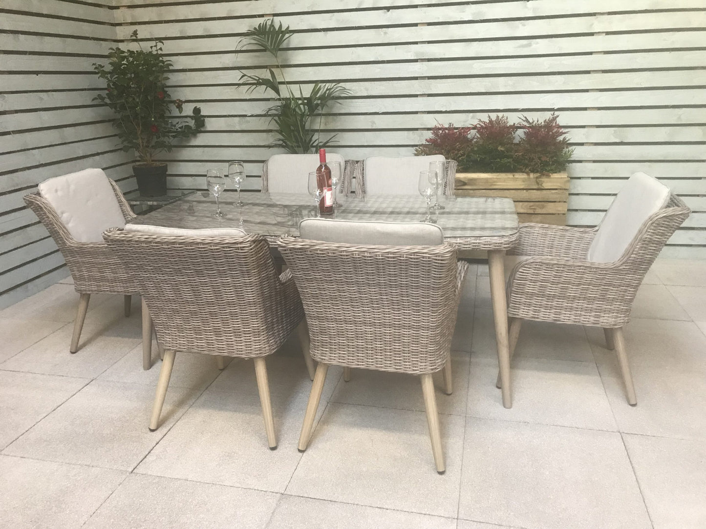 Rattan Rectangular Dining Table + 6 Chairs Set | Danielle | Dani0189