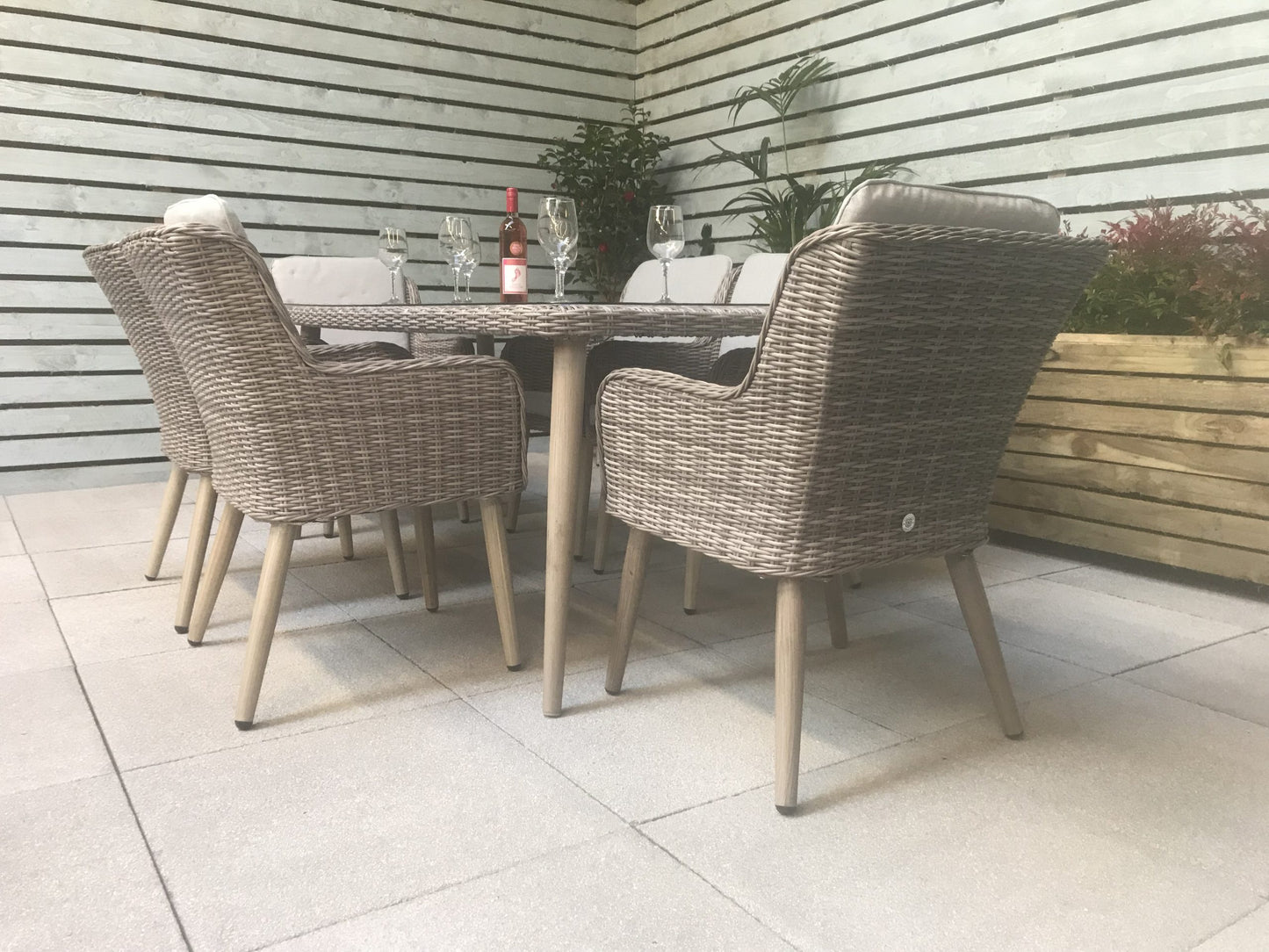 Rattan Rectangular Dining Table + 6 Chairs Set | Danielle | Dani0189