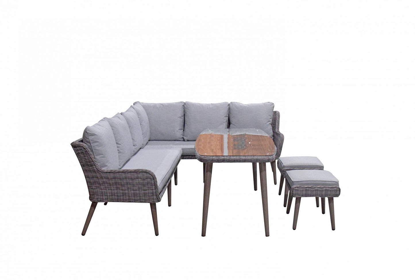 Rattan Corner Sofa with Dining Table + 2 Stools Set | Danielle | Dani0347