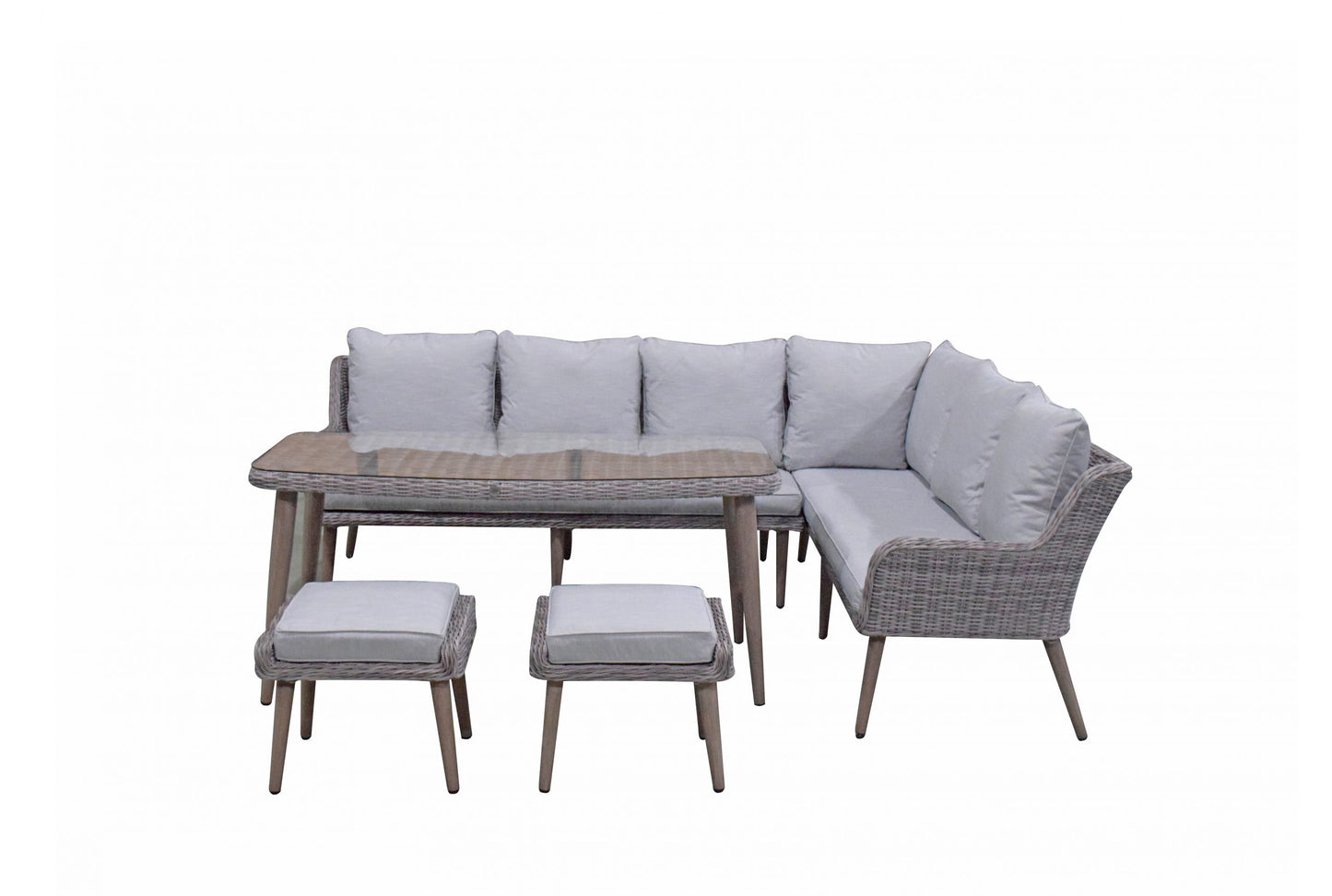 Rattan Corner Sofa with Dining Table + 2 Stools Set | Danielle | Dani0347
