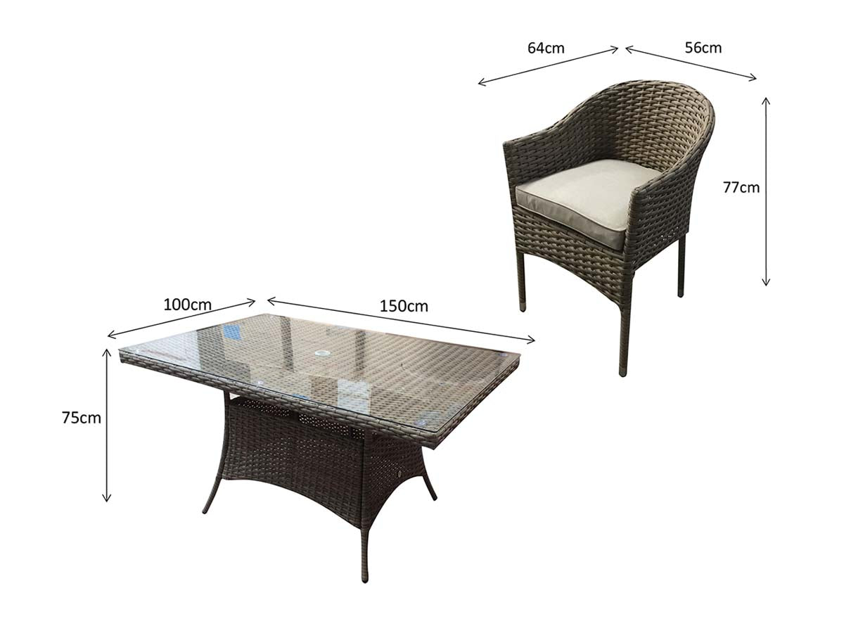 Rattan Large Dining Table + 6 Stacking Chairs | Darcey | Darc0222_Darc0191