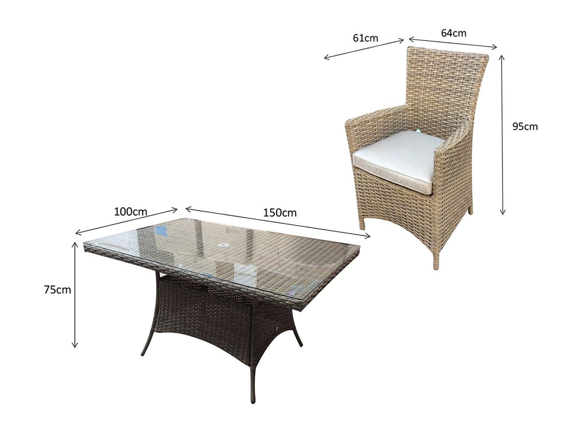 Rattan Large Dining Table + 6 High Back Chairs | Darcey | Darc0222_Darc0256