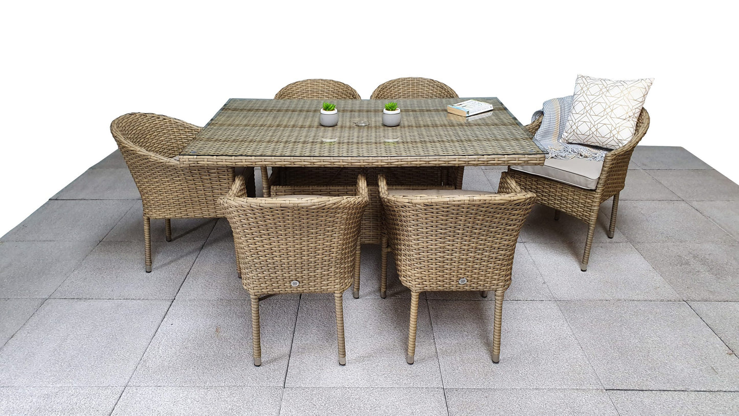 Rattan Large Dining Table + 6 Stacking Chairs | Darcey | Darc0222_Darc0191