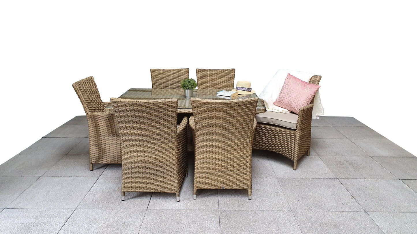 Rattan Large Dining Table + 6 High Back Chairs | Darcey | Darc0222_Darc0256