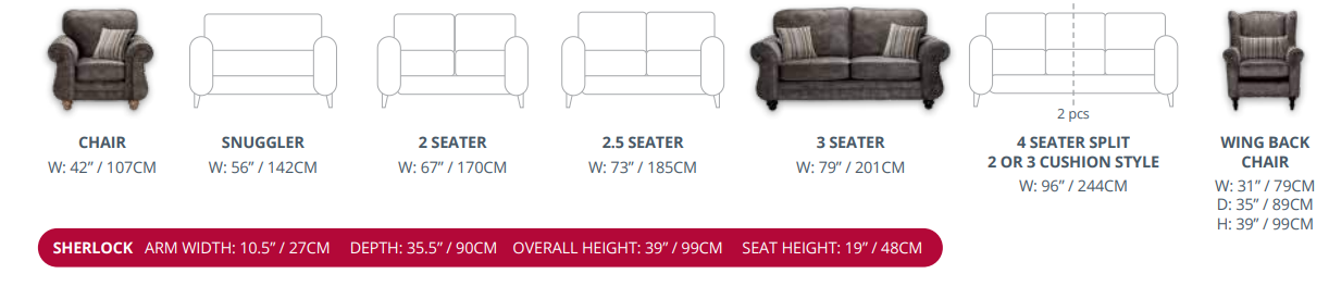 Red Rose Sherlock Sofa Range