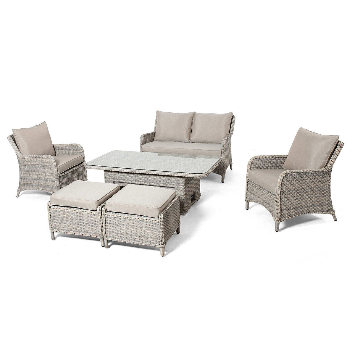 Homeflair – Cotswold Sofa Rattan Dining Set w/ Rising Table