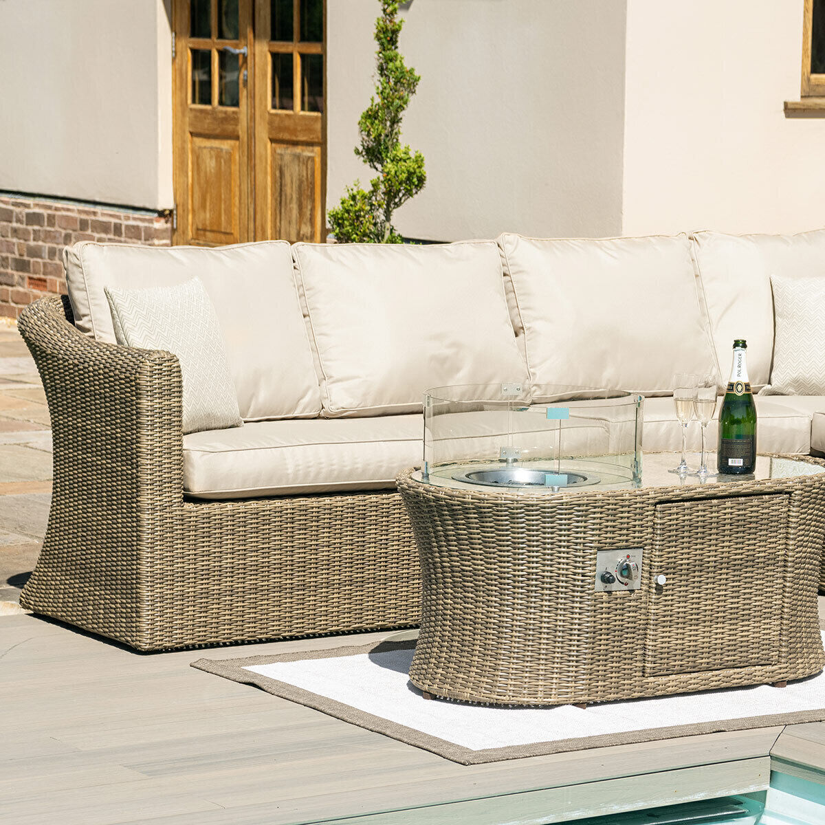 Homeflair - Winchester Oval Fire Pit Coffee Table