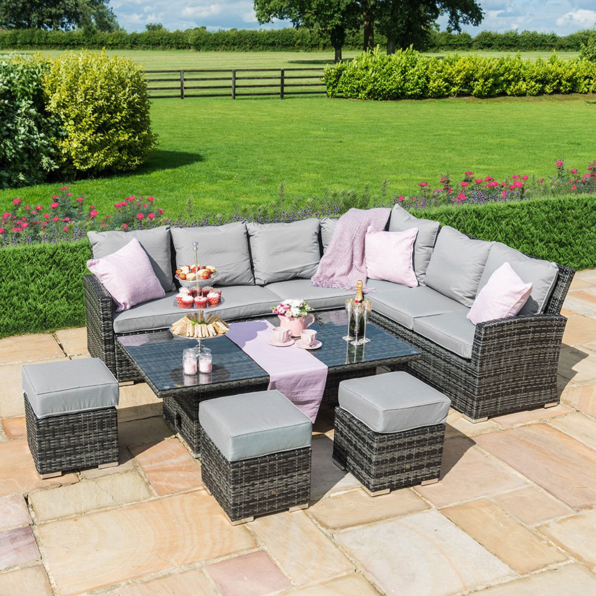 Homeflair -Kingston Corner Rattan Sofa Dining Set