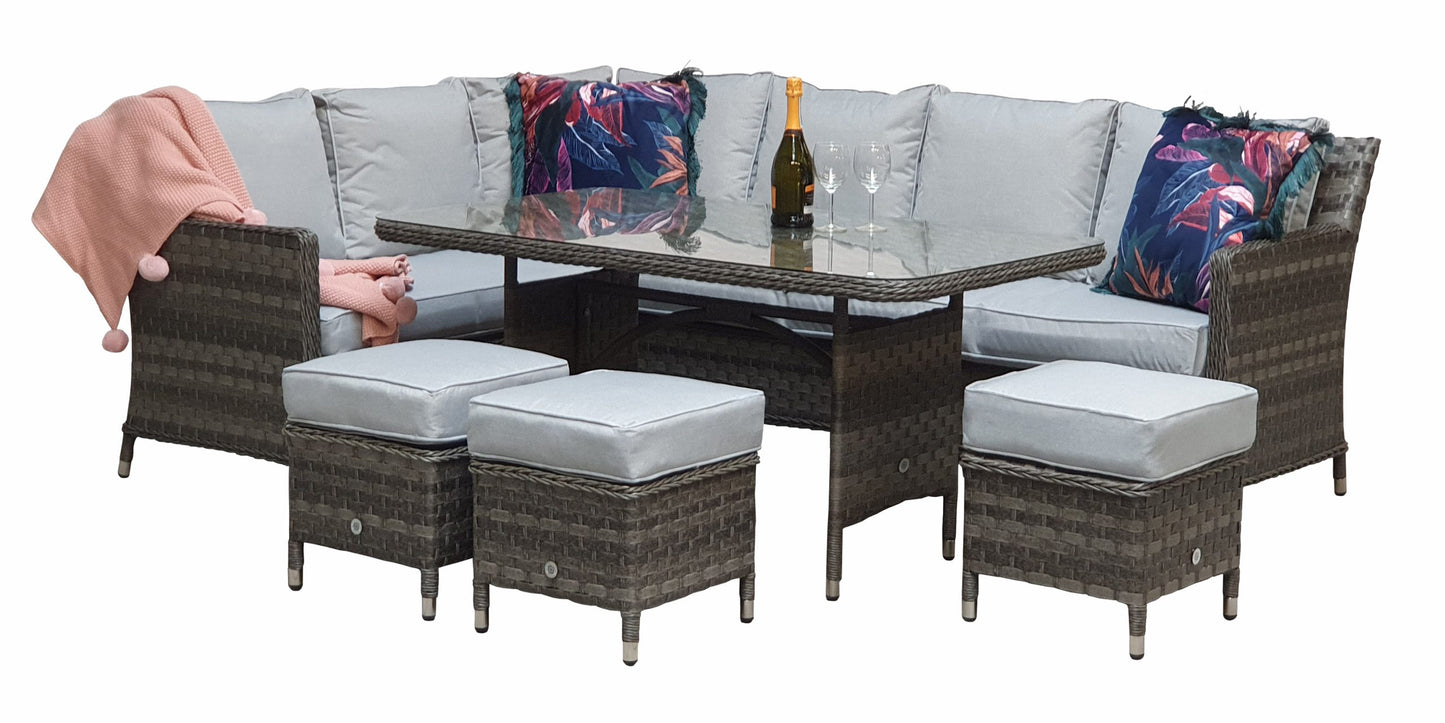 Signature Weave - Edwina Rattan Grey 7 Seater Corner Dining Sofa in Grey | Edwi0108