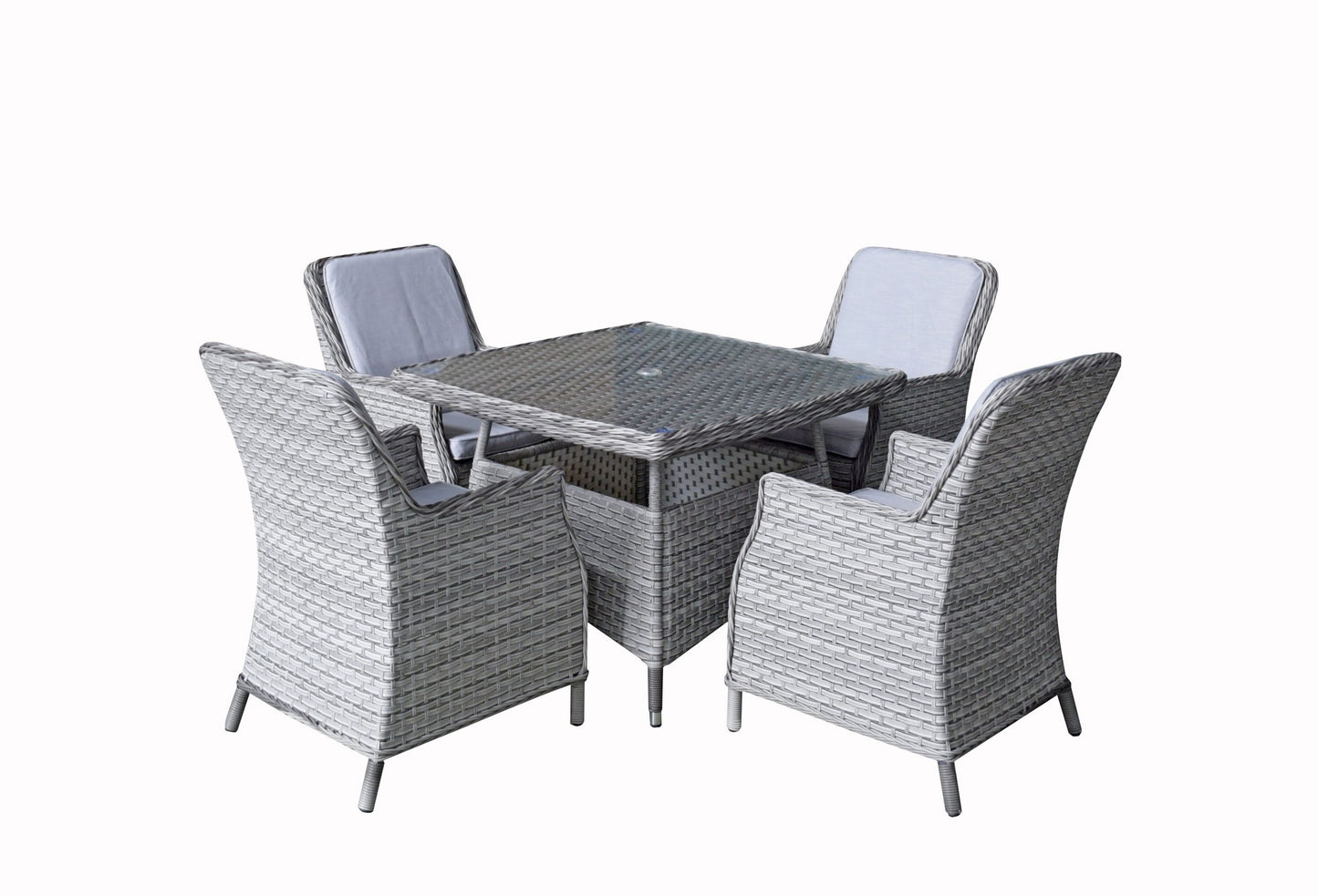 Rattan Square Table + 4 Chairs set | Edwina | Edwi0294 _Edwi0296