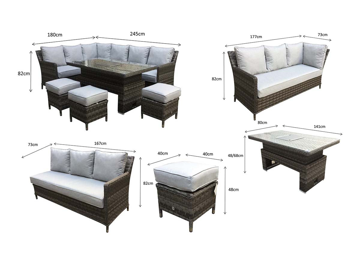 Rattan Corner Dining sofa with Lift Table and Ice Bucket | Edwina | Edwi0316