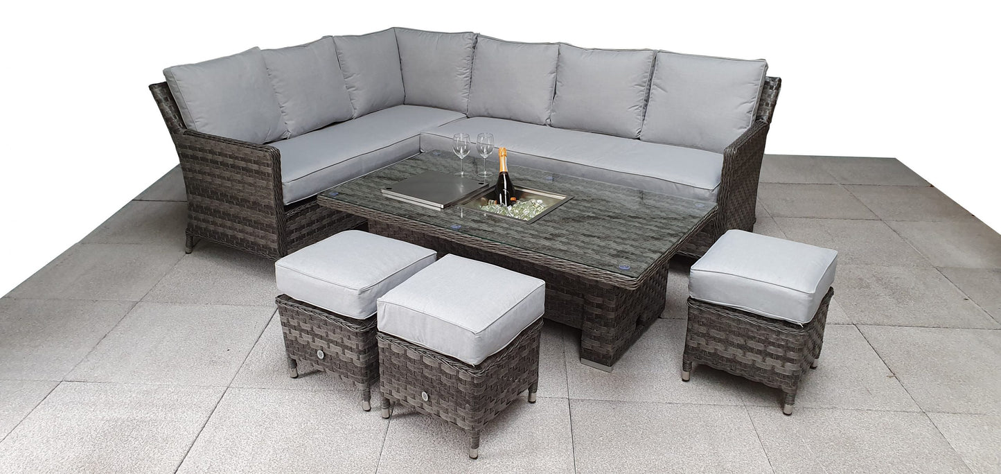 Rattan Corner Dining sofa with Lift Table and Ice Bucket | Edwina | Edwi0316
