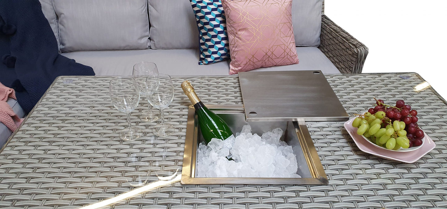 Rattan Corner Dining sofa with Lift Table and Ice Bucket | Edwina | Edwi0317