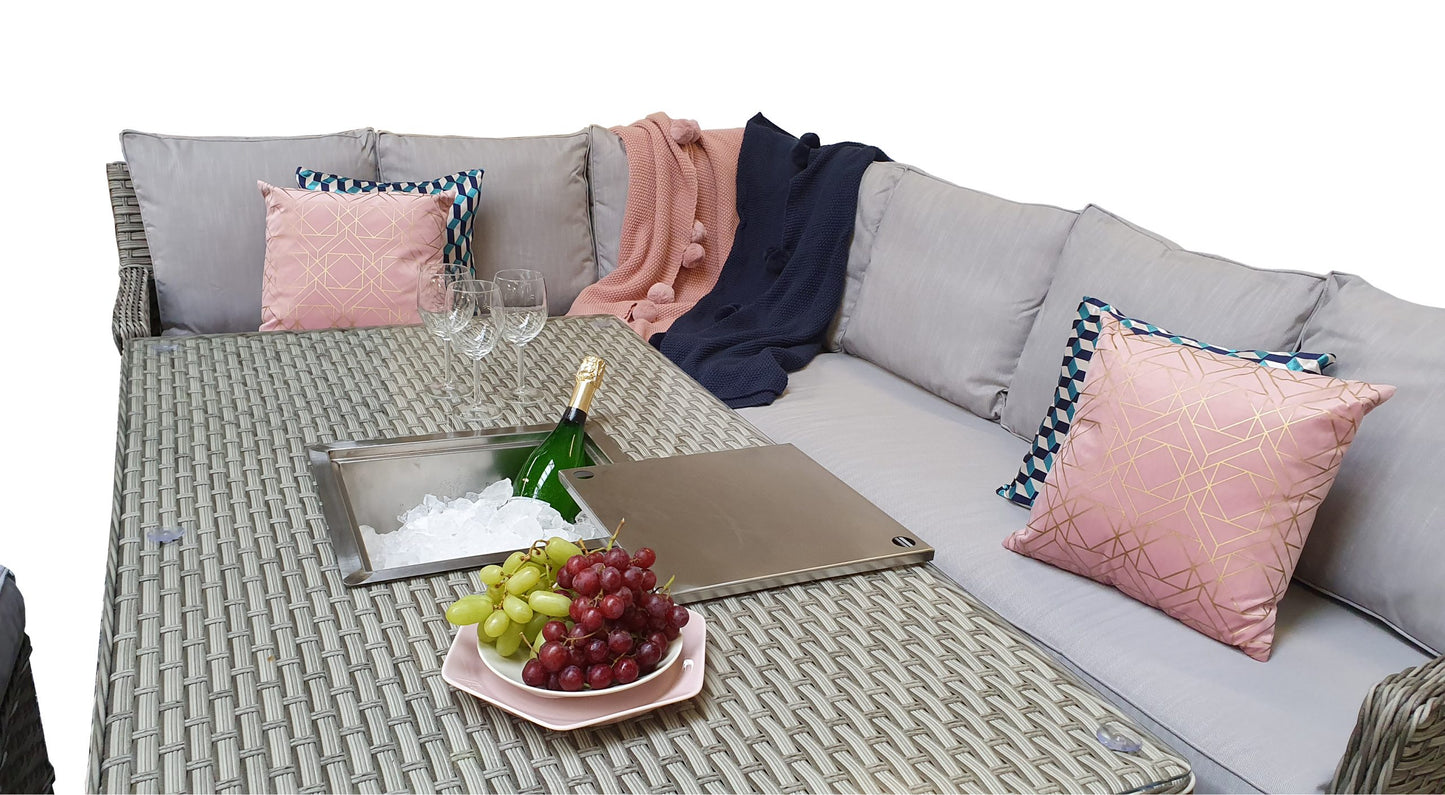 Rattan Corner Dining sofa with Lift Table and Ice Bucket | Edwina | Edwi0317