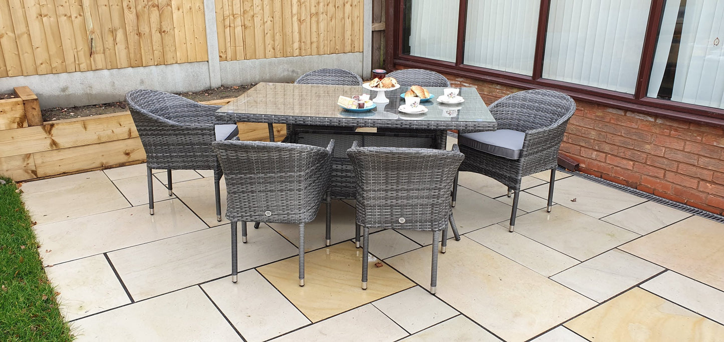 Rattan Rectangular Table + 6 Stacking Chairs set | Emil0212_Emil0208