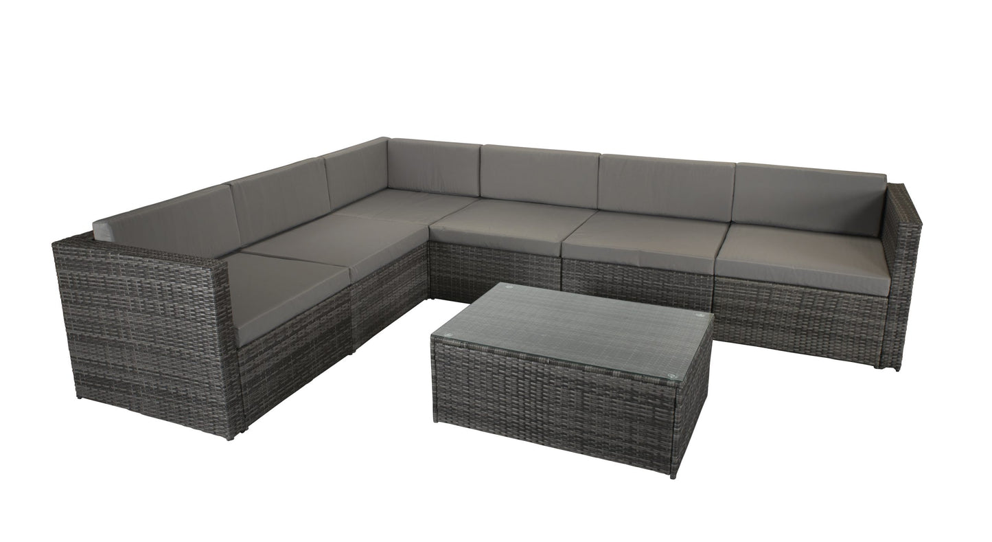 Rattan Modular Sofa Set in Mixed Grey with Steel Frame | Evie | Evie0287