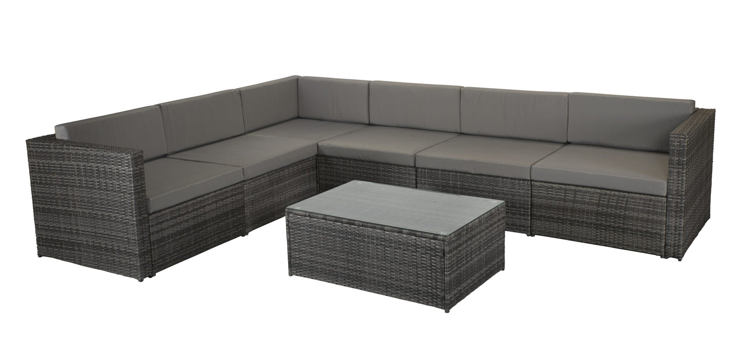 Rattan Modular Sofa Set in Mixed Grey with Steel Frame | Evie | Evie0287