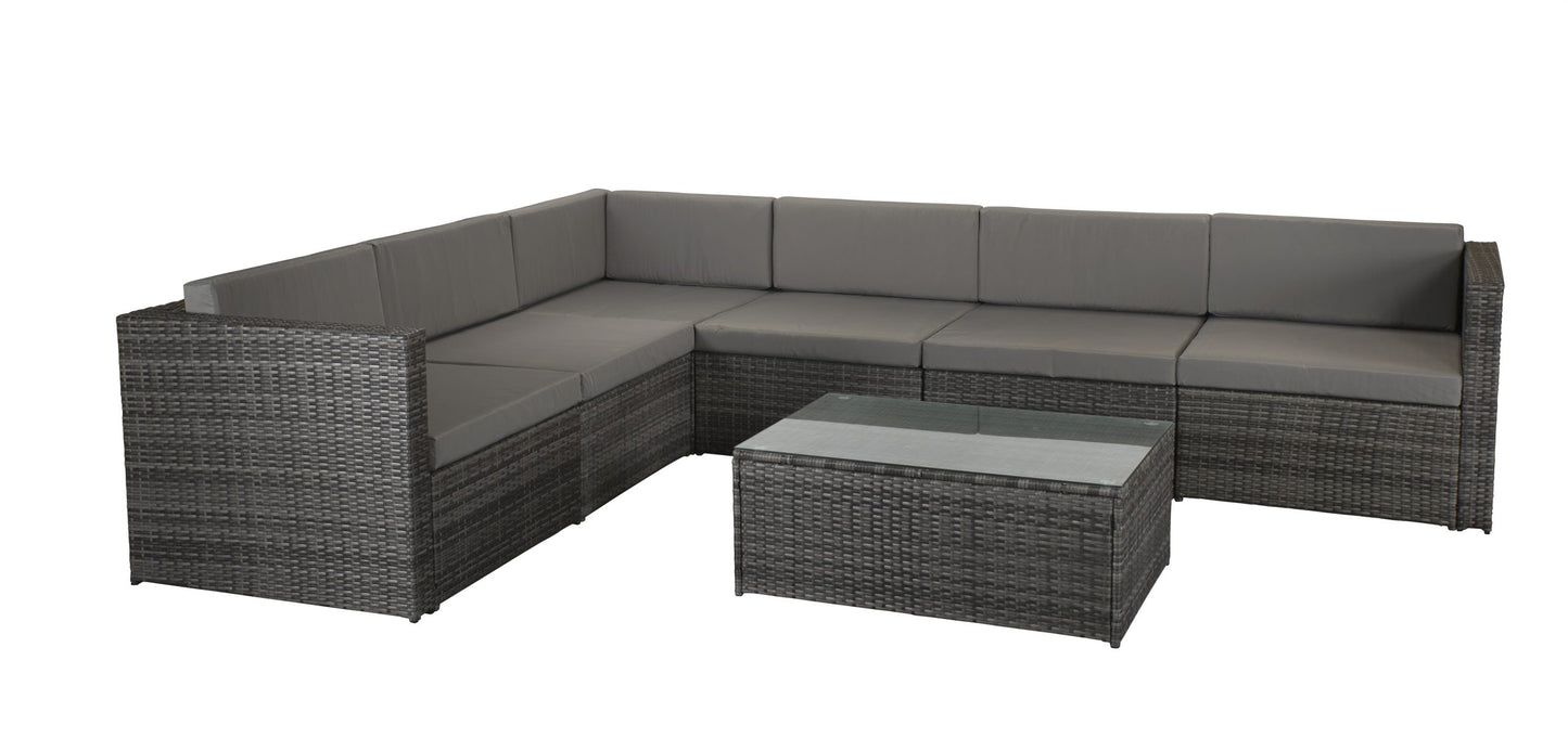 Rattan Modular Sofa Set in Mixed Grey with Steel Frame | Evie | Evie0287