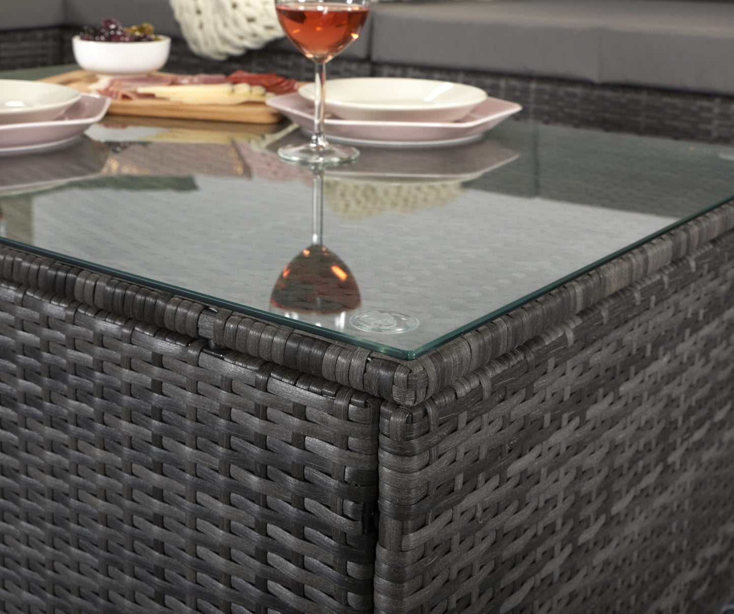 Rattan Modular Sofa Set in Mixed Grey with Steel Frame | Evie | Evie0287