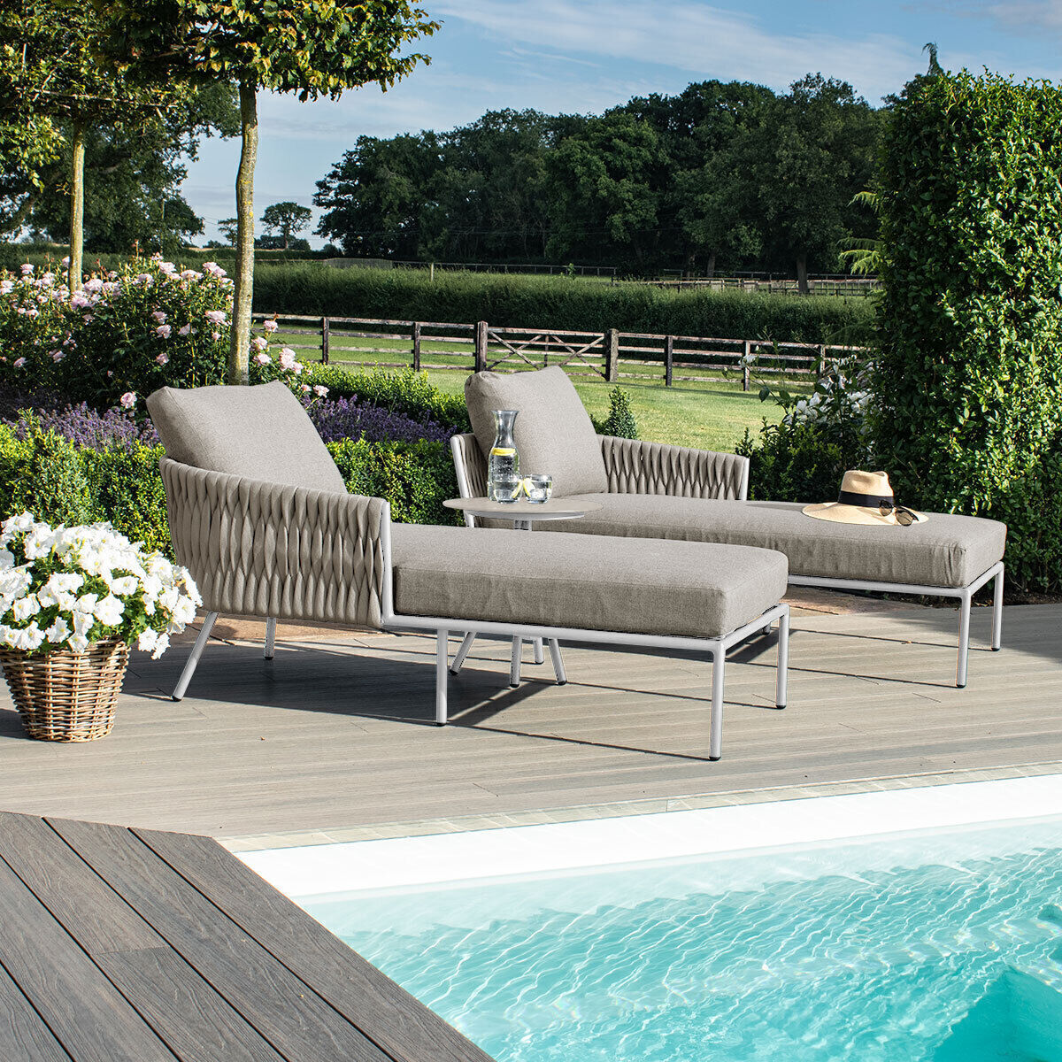 Homeflair - Marina Rope Weave Double Sunlounger Set
