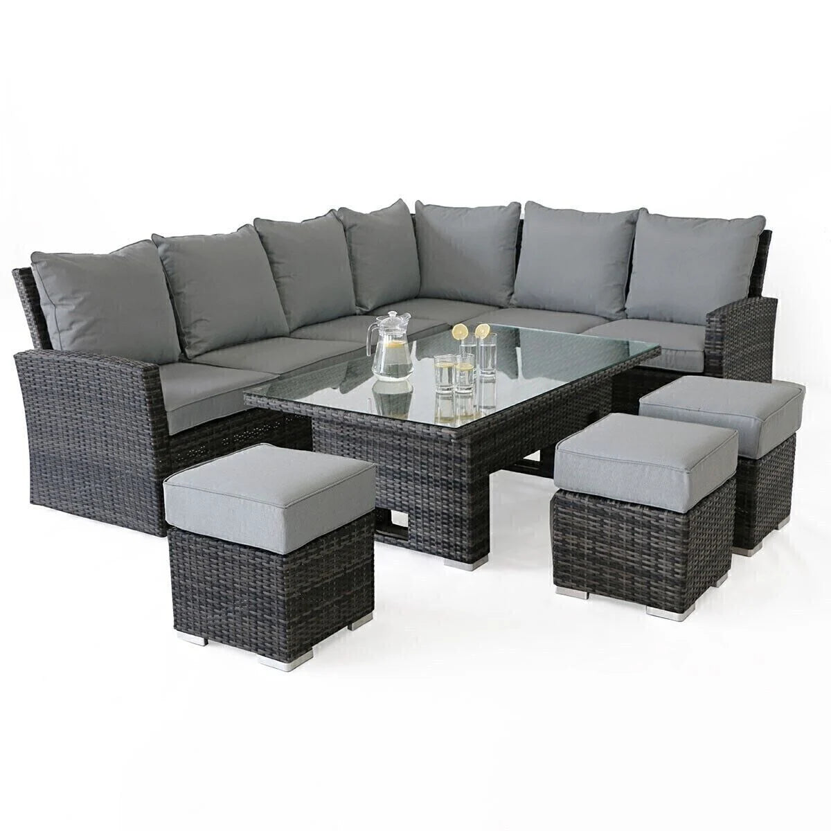 Homeflair -Kingston Corner Rattan Sofa Dining Set