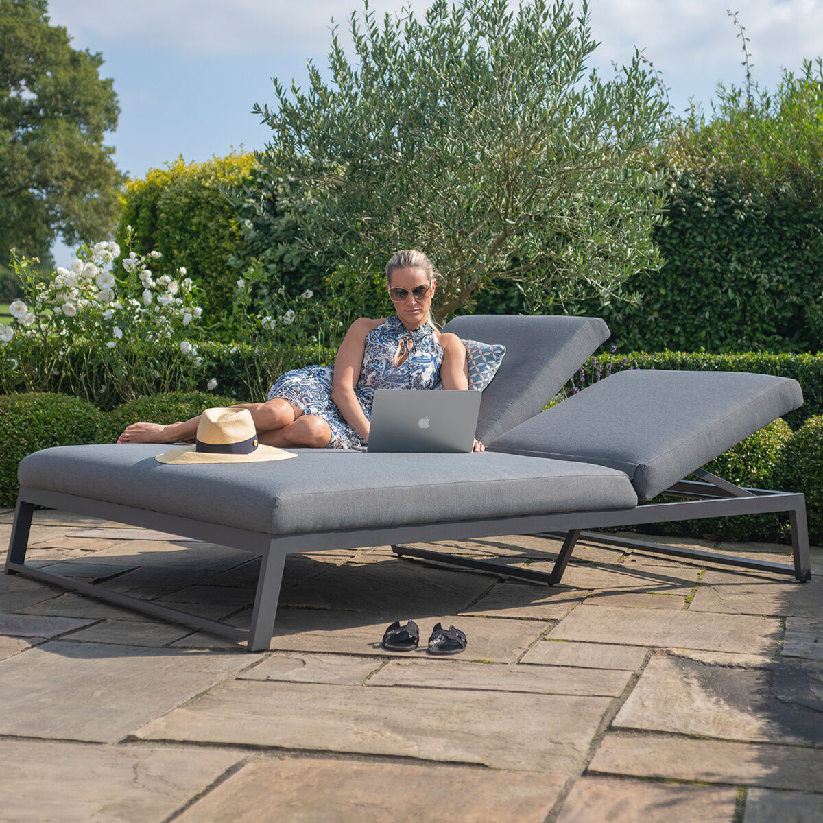 Homeflair - Outdoor Fabric Allure Double Sunlounger