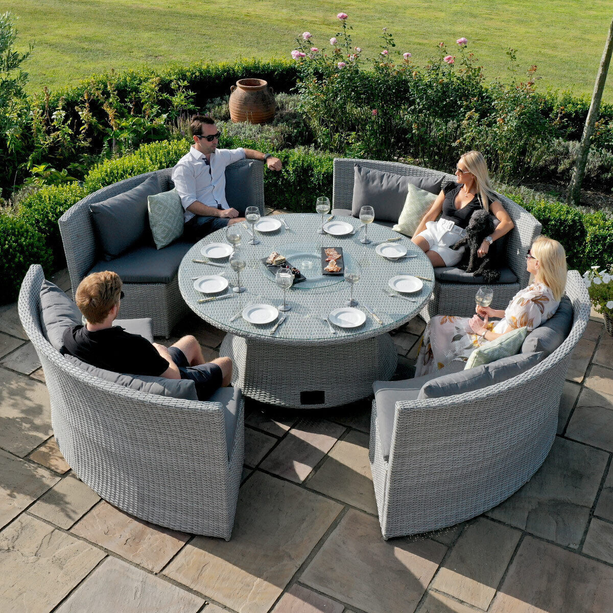 Homeflair - Ascot Round Rattan Sofa Dining Set