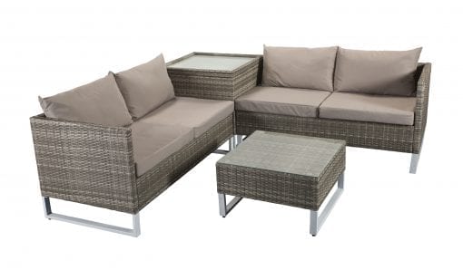 Rattan Lucy Grey Corner Sofa with Storage Box Table | Lucy0395