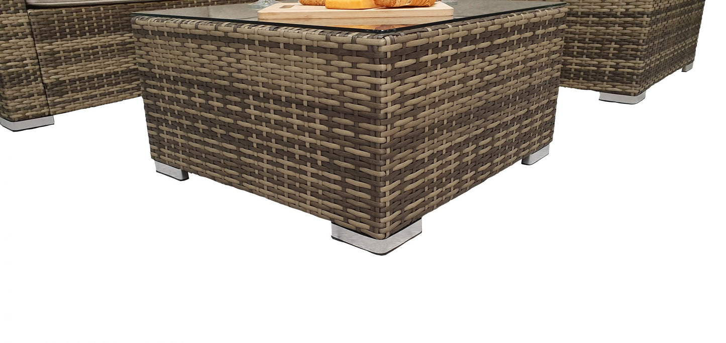 Rattan Brown Compact Corner Sofa Set with Coffee Table | Georgia | Geor0055