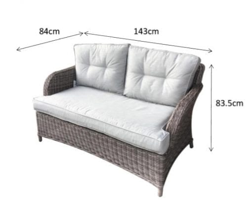 Rattan Harriet 2 Seater Sofa + 2 Ottoman Stools Dining Set | Harr0134