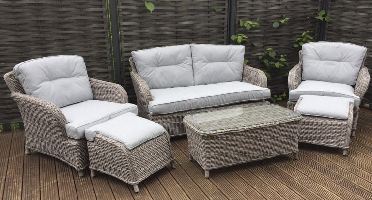 Rattan Harriet 2 Seater Sofa + 2 Ottoman Stools Dining Set | Harr0134