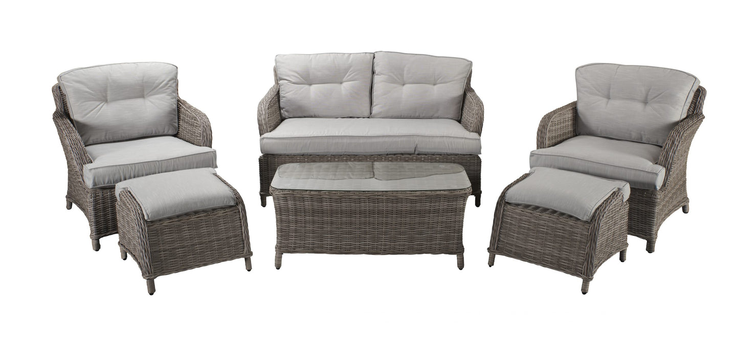 Rattan Harriet 2 Seater Sofa + 2 Ottoman Stools Dining Set | Harr0134