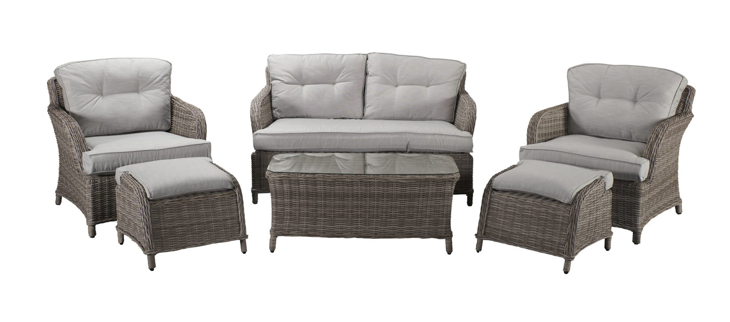 Rattan Harriet 2 Seater Sofa + 2 Ottoman Stools Dining Set | Harr0134