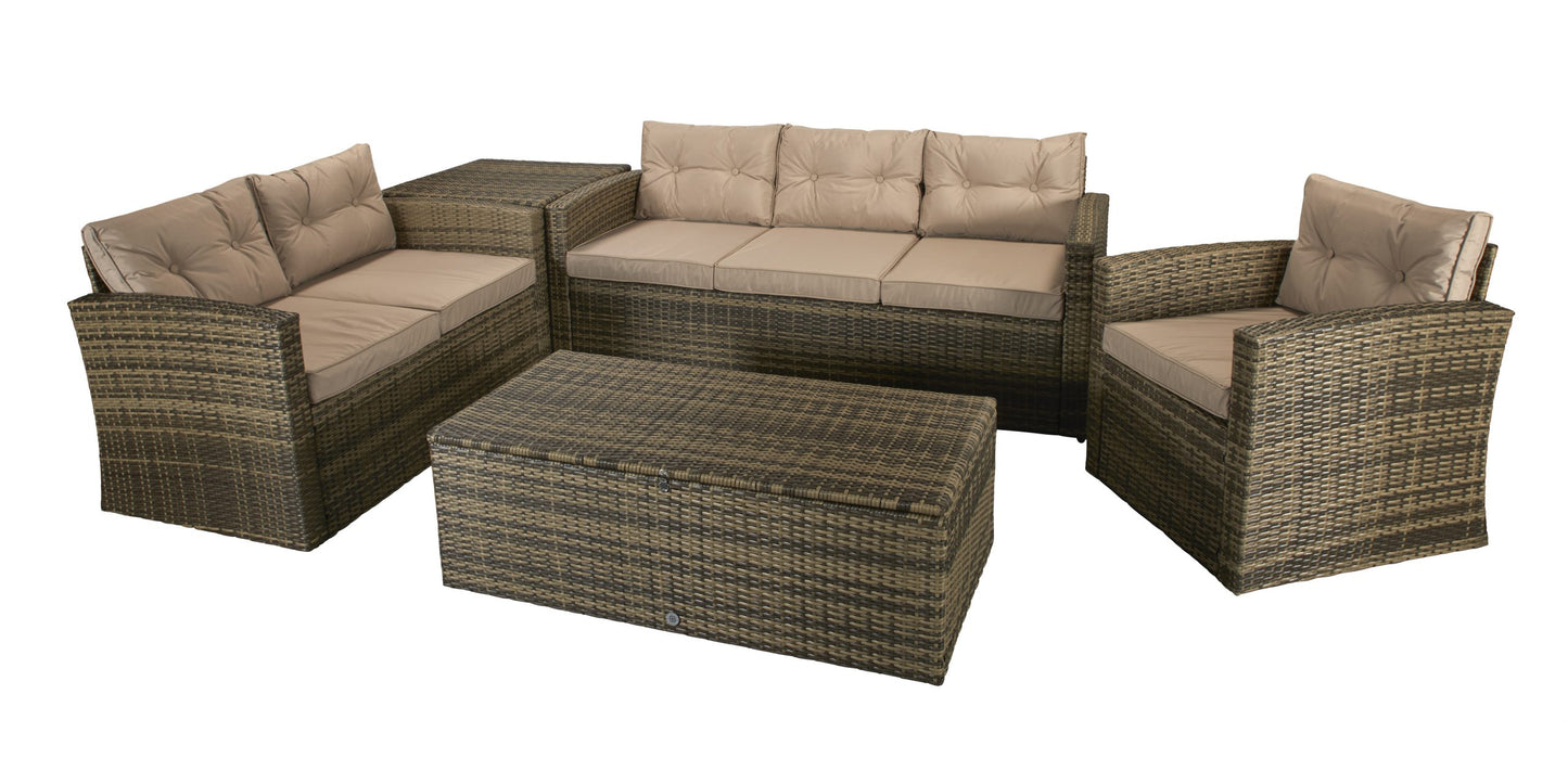 Rattan Holly 5 Piece Sofa Set in Brown with Steel Frame | Holl0285