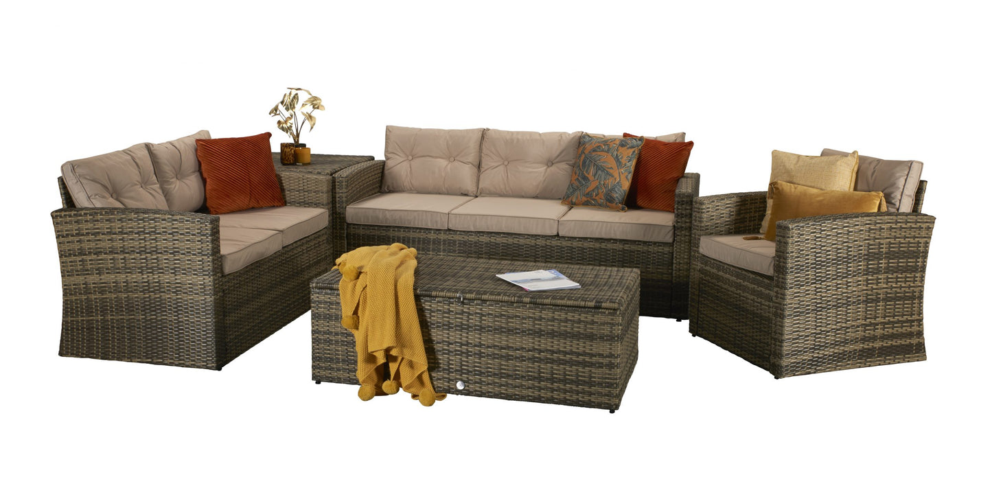 Rattan Holly 5 Piece Sofa Set in Brown with Steel Frame | Holl0285